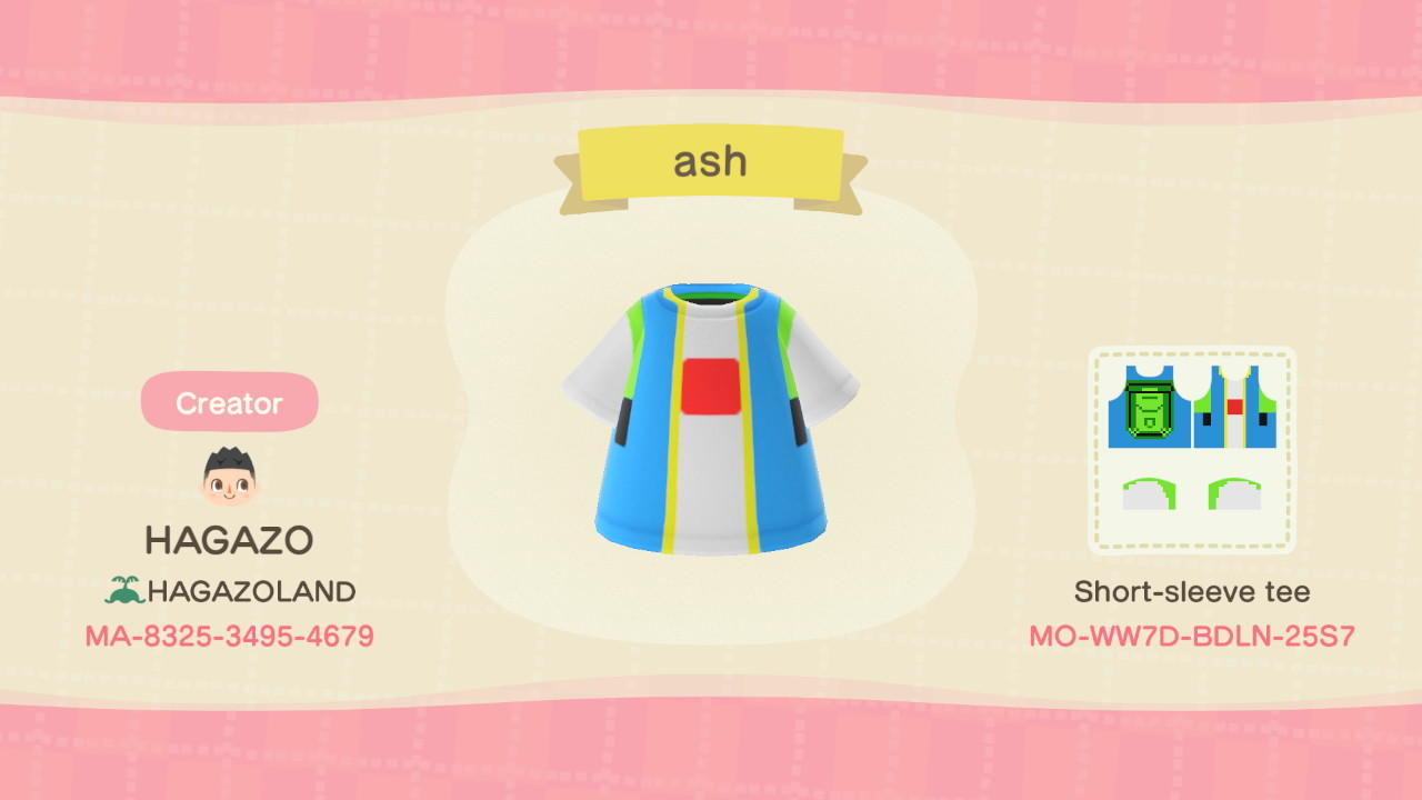 Animal Crossing Design Code: MO-WW7D-BDLN-25S7 Ash Ketchum Galar