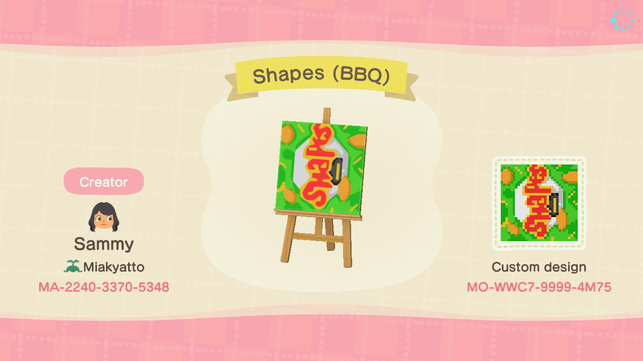 Animal Crossing Design Code: MO-WWC7-9999-4M75 Shapes (BBQ)