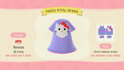 Animal Crossing Design Code: MO-WWWN-Y2SK-N5N0 Hello Kitty dress