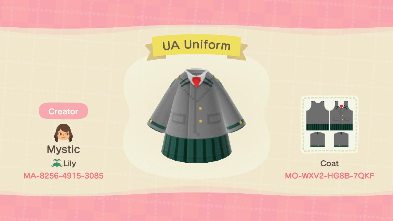Animal Crossing Design Code: MO-WXV2-HG8B-7QKF UA Uniform
