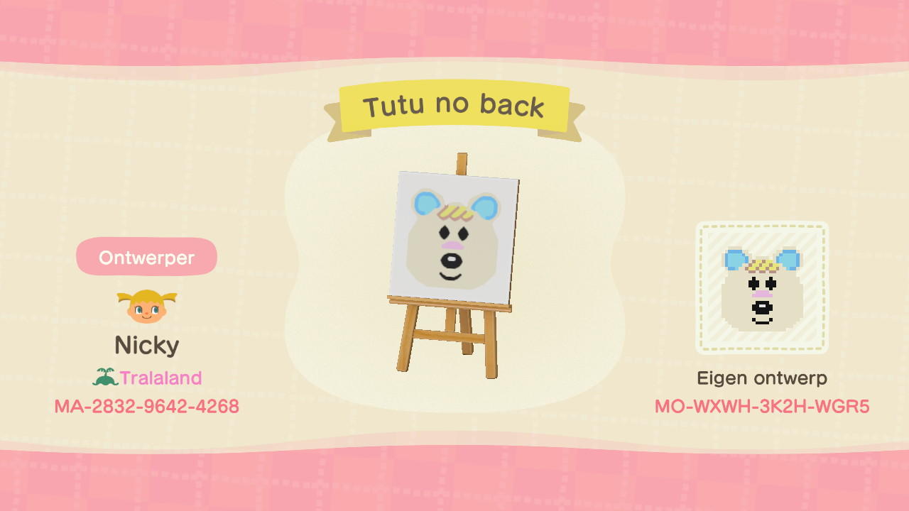 Animal Crossing Design Code: MO-WXWH-3K2H-WGR5 Tutu no back