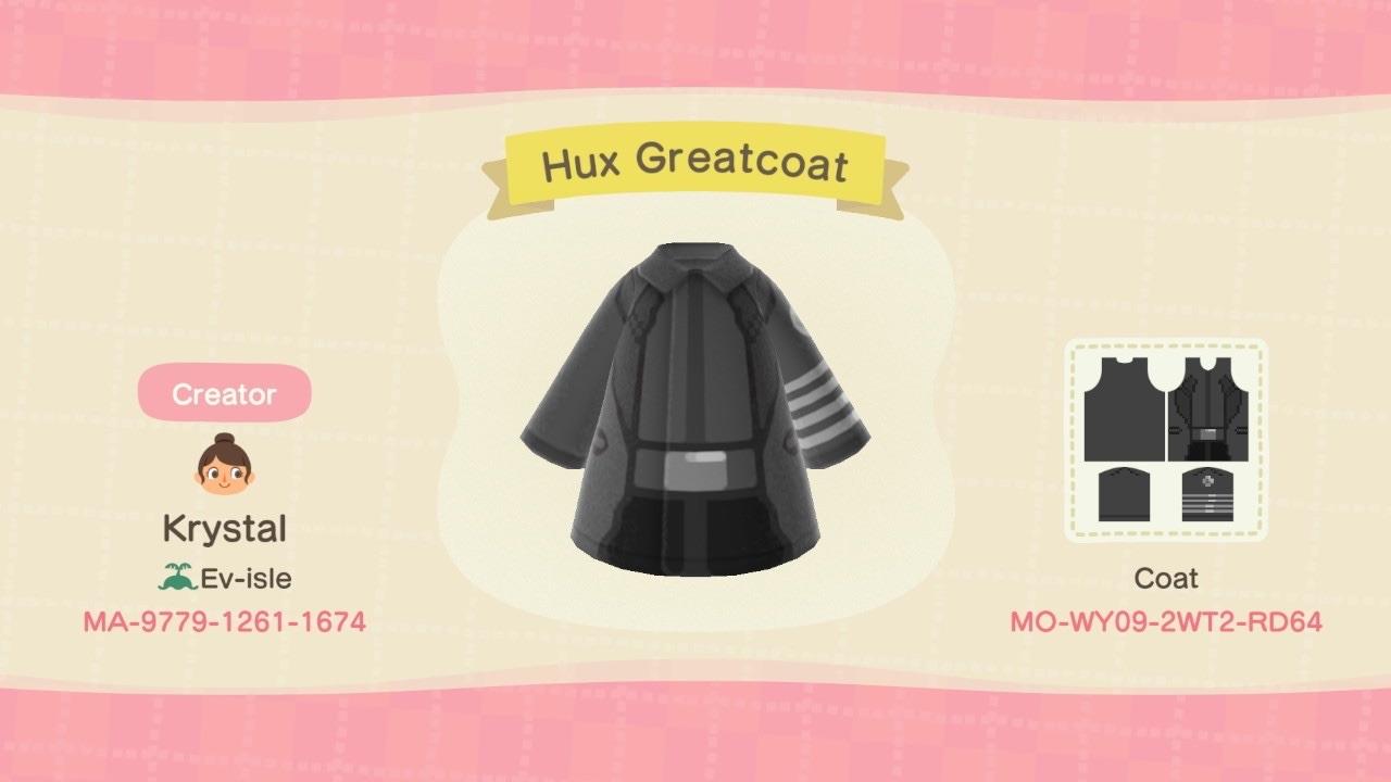 Animal Crossing Design Code: MO-WY09-2WT2-RD64 Hux Greatcoat