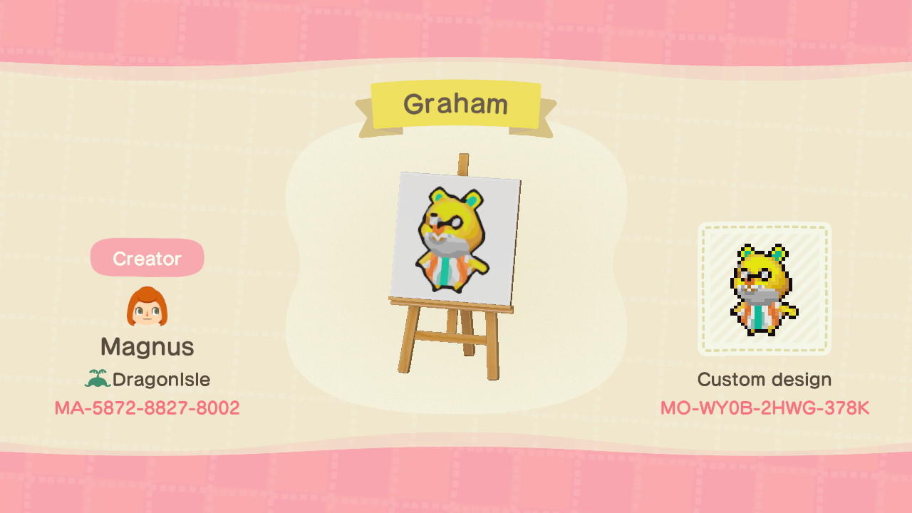 Animal Crossing Design Code: MO-WY0B-2HWG-378K Graham Signpost