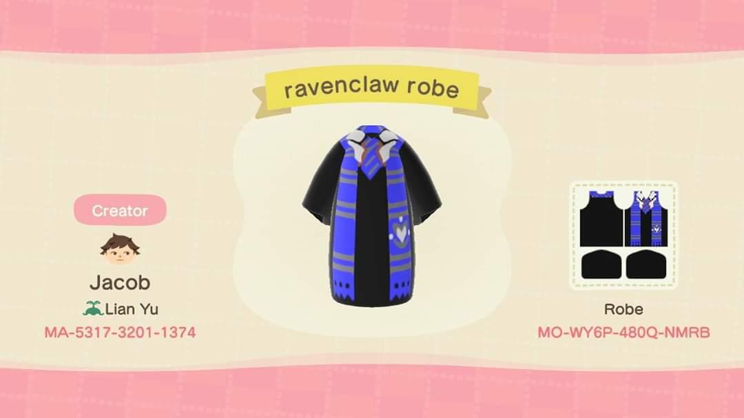 Animal Crossing Design Code: MO-WY6P-480Q-NMRB Ravenclaw Robe