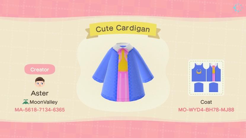 Animal Crossing Design Code: MO-WYD4-BH78-MJ88 Cute Cardigan