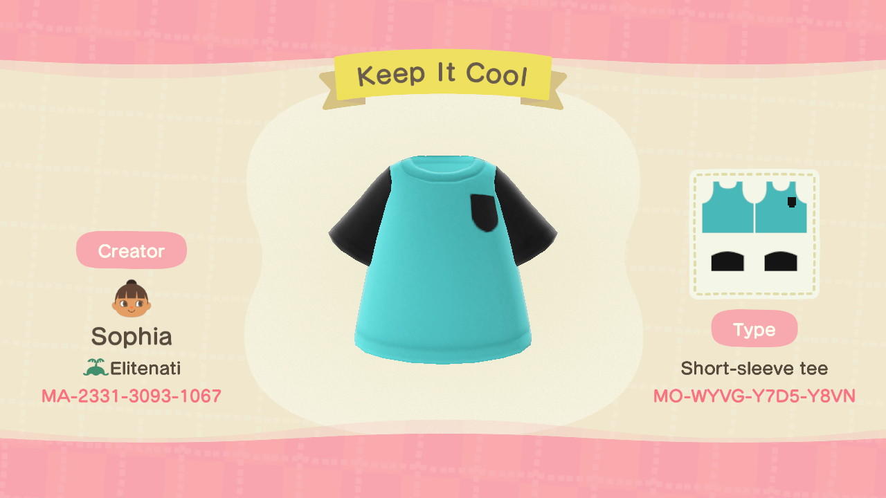 Animal Crossing Design Code: MO-WYVG-Y7D5-Y8VN Keep It Cool