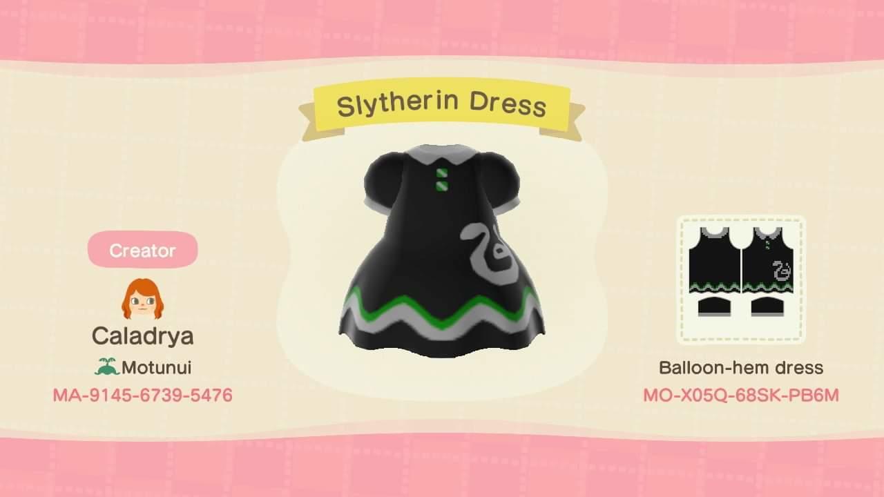 Animal Crossing Design Code: MO-X05Q-68SK-PB6M Slytherin Dress