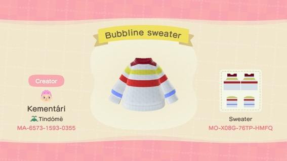 Animal Crossing Design Code: MO-X08G-76TP-HMFQ Bubbline sweater