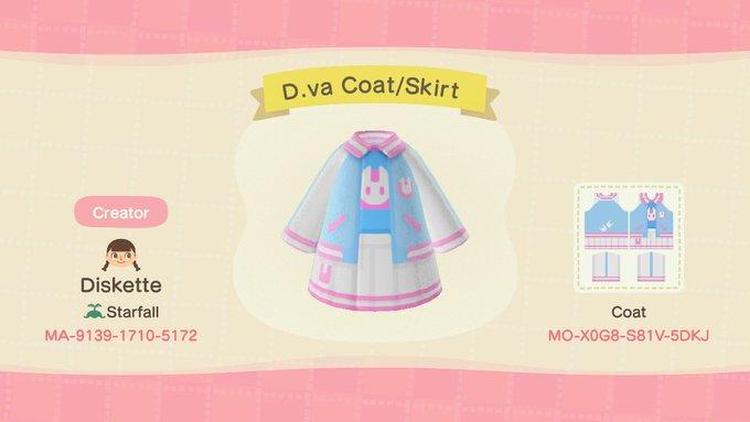 Animal Crossing Design Code: MO-X0G8-S81V-5DKJ D.va coat and skirt