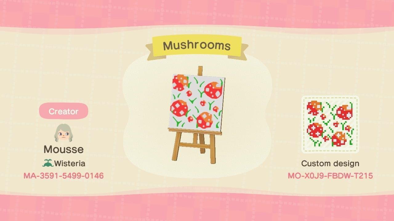 Animal Crossing Design Code: MO-X0J9-FBDW-T215 Mushrooms