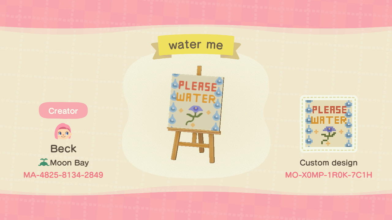 Animal Crossing Design Code: MO-X0MP-1R0K-7C1H water me