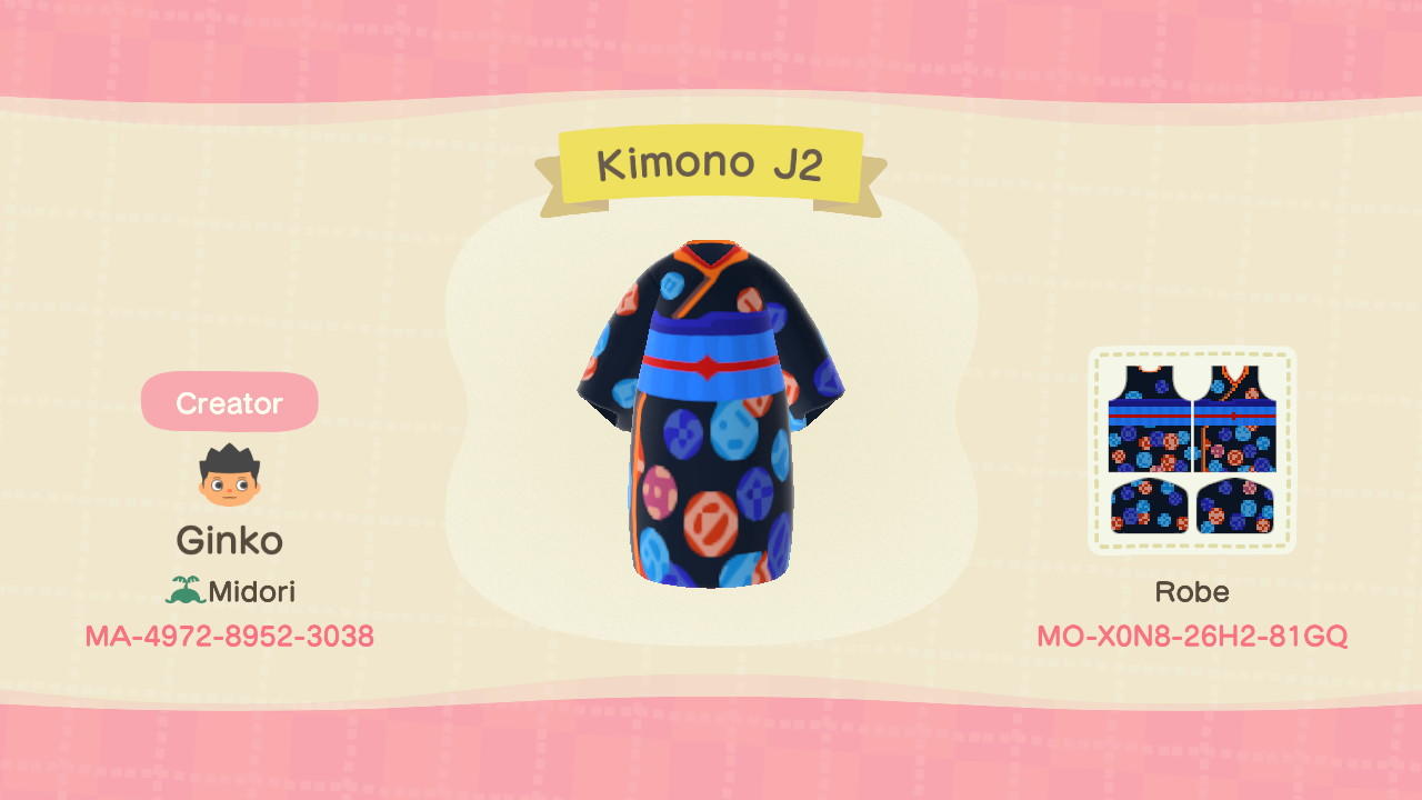 Animal Crossing Design Code: MO-X0N8-26H2-81GQ Kimono J2