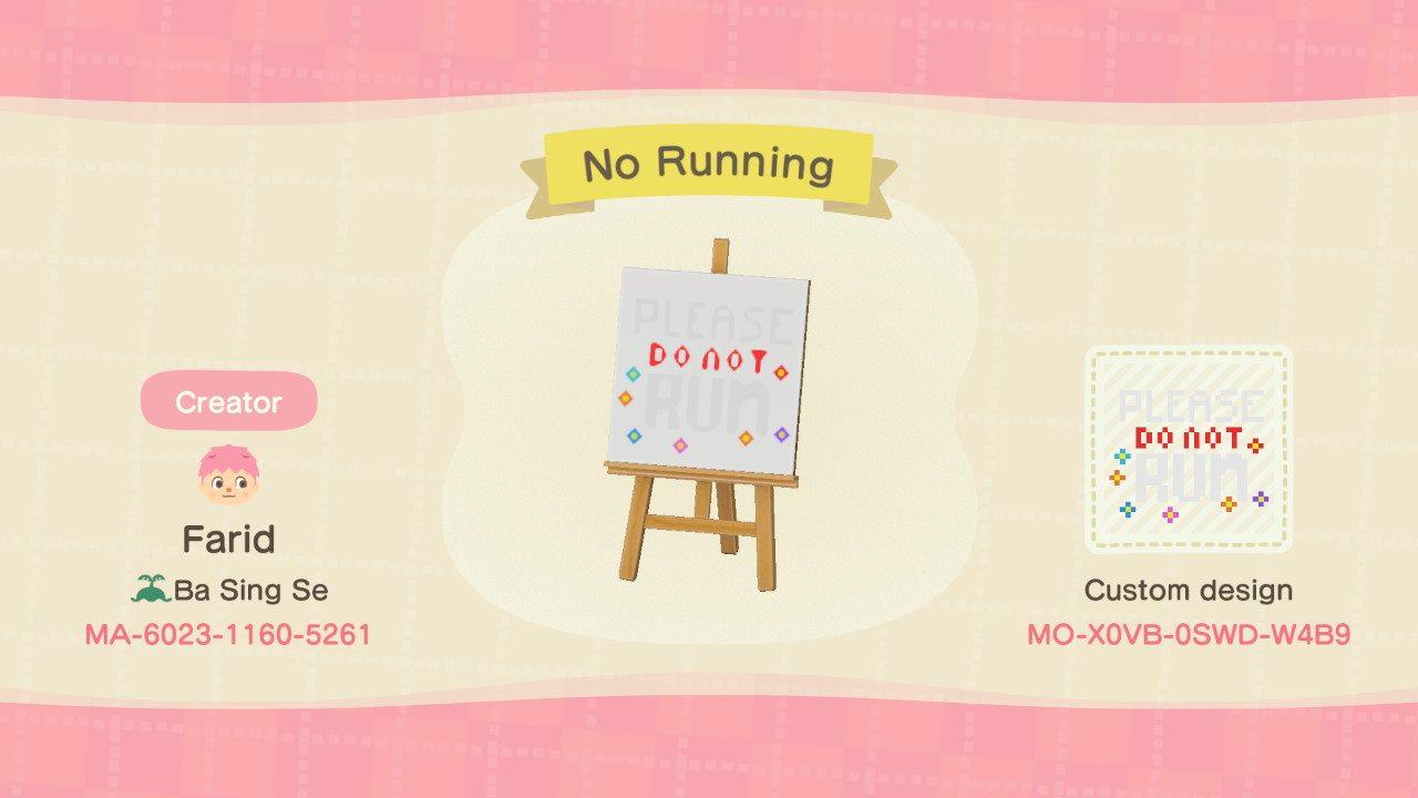Animal Crossing Design Code: MO-X0VB-0SWD-W4B9 No Running Tile