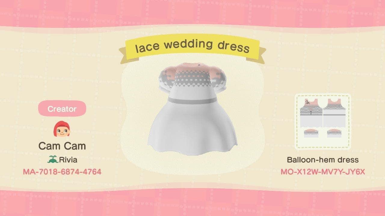Animal Crossing Design Code: MO-X12W-MV7Y-JY6X Lace Wedding Dress