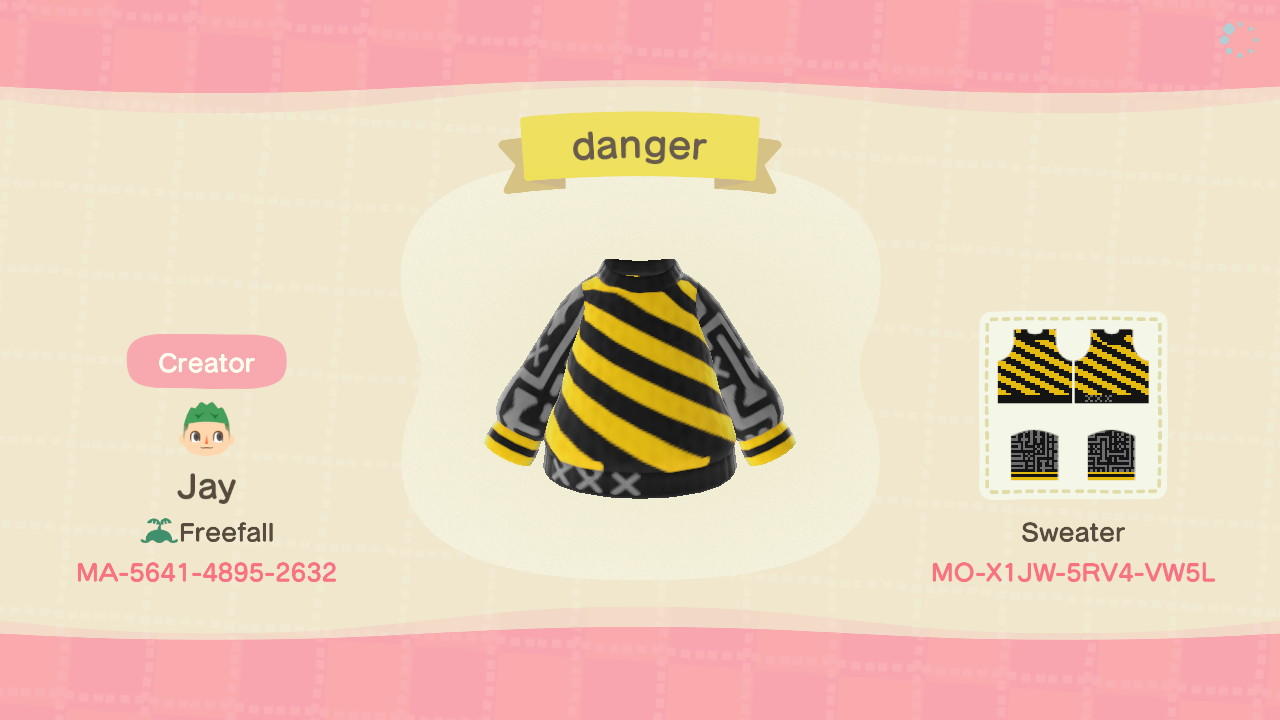 Animal Crossing Design Code: MO-X1JW-5RV4-VW5L danger