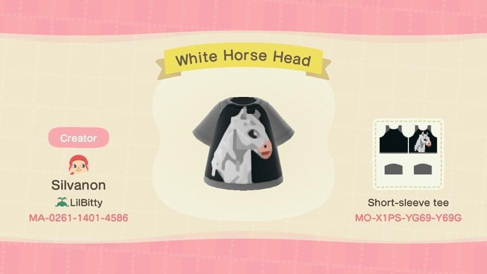 Animal Crossing Design Code: MO-X1PS-YG69-Y69G White Horse Head