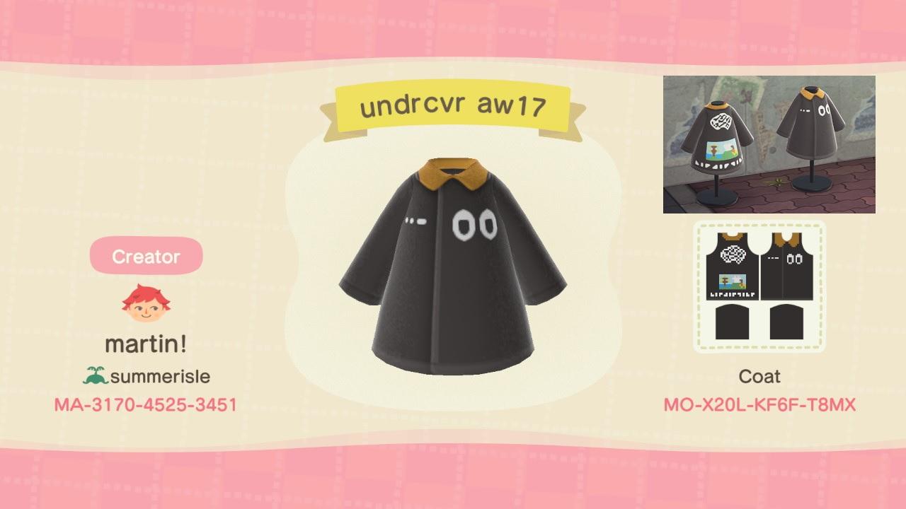 Animal Crossing Design Code: MO-X20L-KF6F-T8MX Undercover AW17