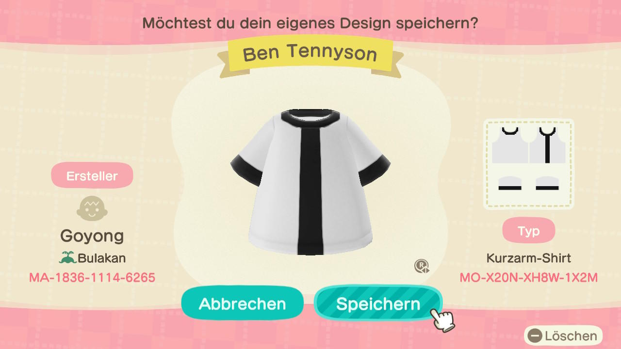 Animal Crossing Design Code: MO-X20N-XH8W-1X2M Ben Tennyson