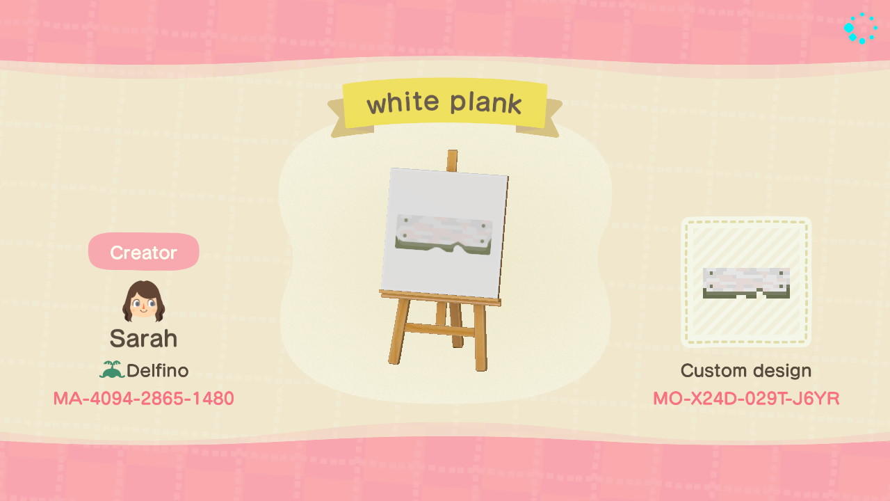 Animal Crossing Design Code: MO-X24D-029T-J6YR white plank
