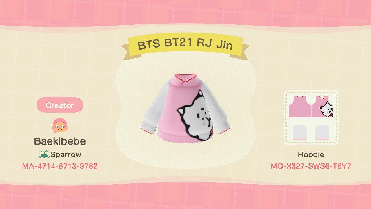 Animal Crossing Design Code: MO-X327-SWS6-T6Y7 BTS BT21 RJ Jin