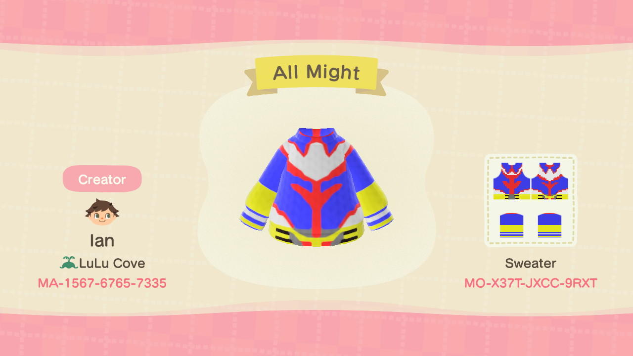 Animal Crossing Design Code: MO-X37T-JXCC-9RXT All Might