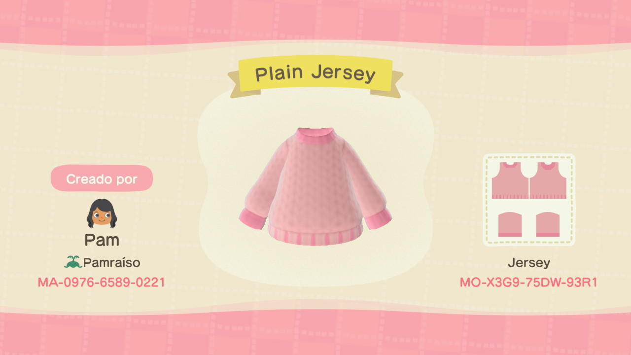 Animal Crossing Design Code: MO-X3G9-75DW-93R1 Plain Jersey