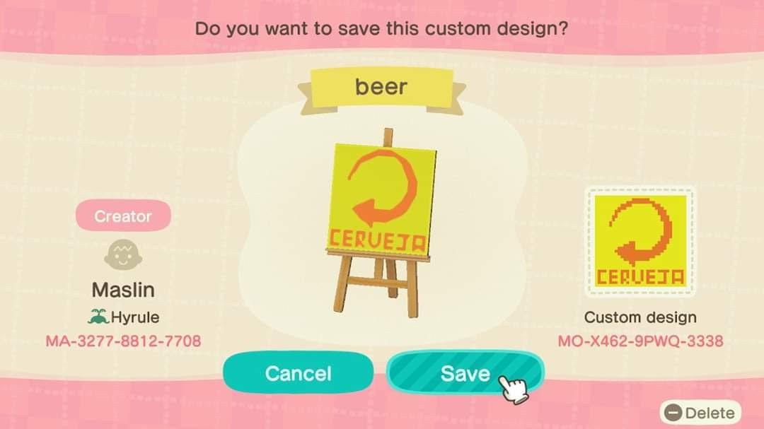 Animal Crossing Design Code: MO-X462-9PWQ-3338 Brazilian Beer