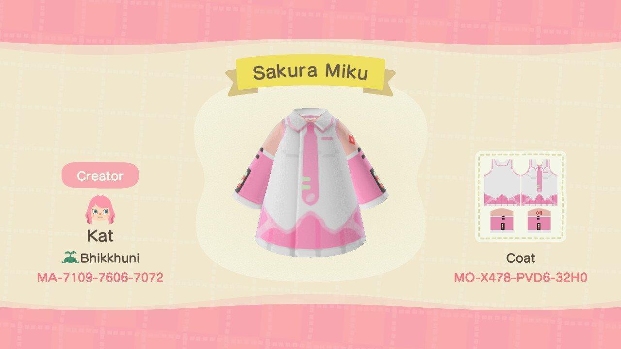 Animal Crossing Design Code: MO-X478-PVD6-32H0 Sakura Miku