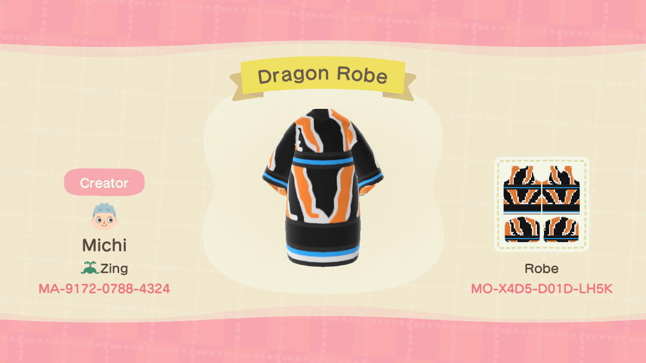 Animal Crossing Design Code: MO-X4D5-D01D-LH5K Dragon Robe