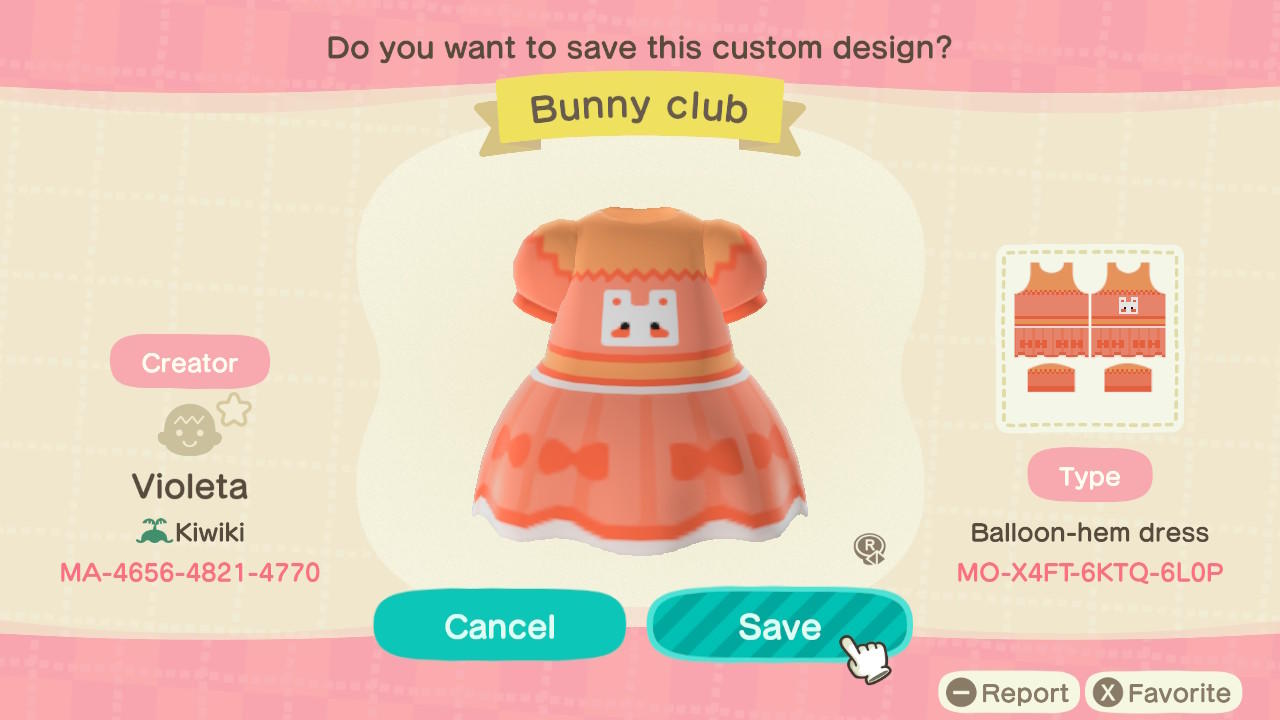 Animal Crossing Design Code: MO-X4FT-6KTQ-6L0P Bunny Club