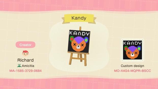 Animal Crossing Design Code: MO-X4G4-MQPR-BSCC Kandy