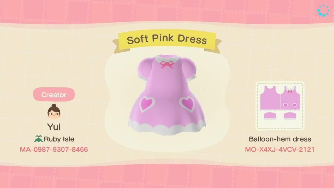 Animal Crossing Design Code: MO-X4XJ-4VCV-2121 Soft Pink Dress