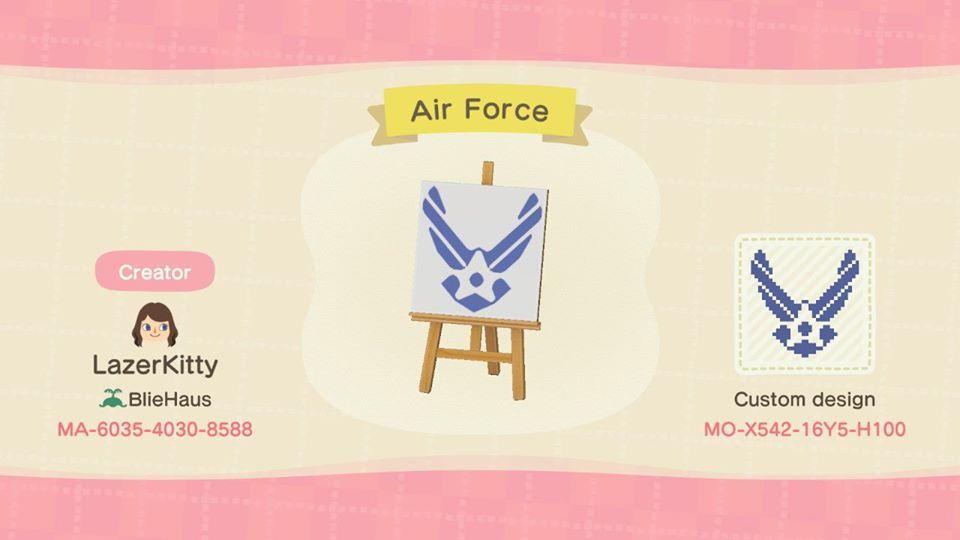 Animal Crossing Design Code: MO-X542-16Y5-H100 Air Force