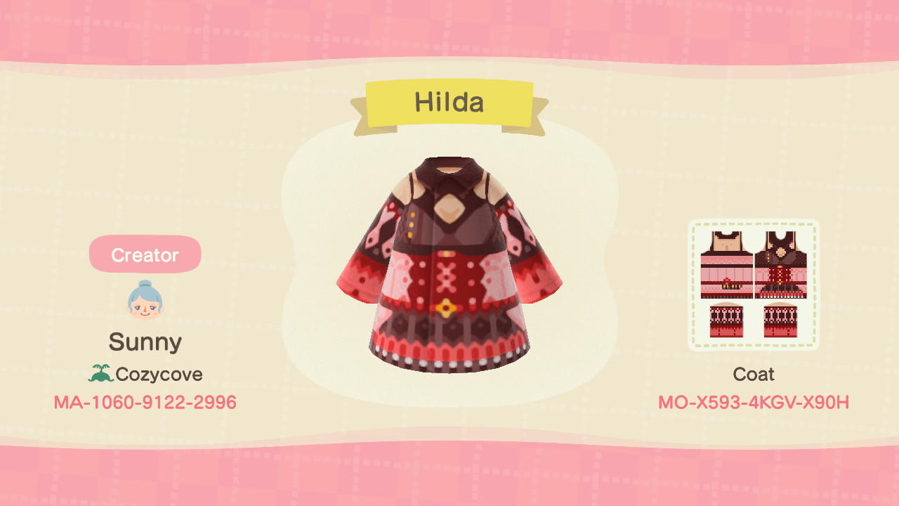 Animal Crossing Design Code: MO-X593-4KGV-X90H Hilda