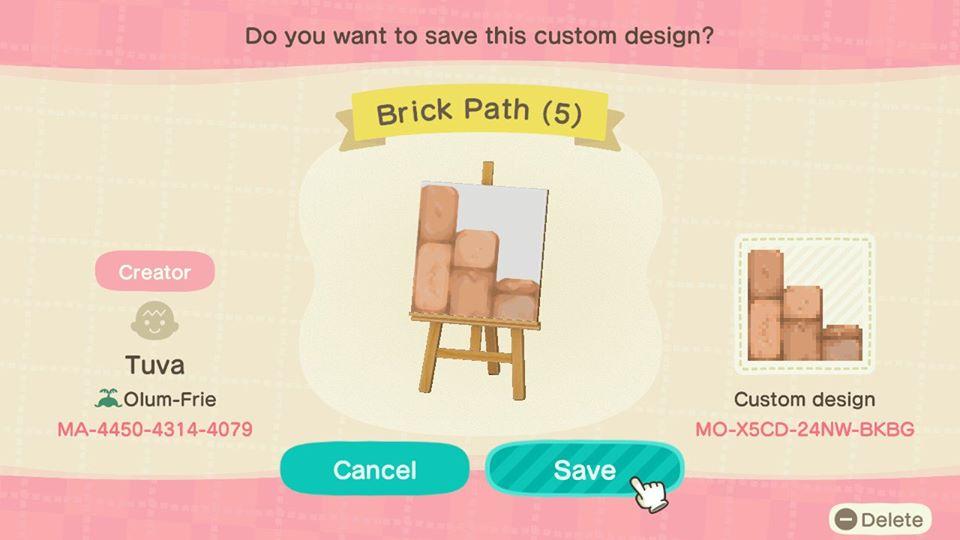 Animal Crossing Design Code: MO-X5CD-24NW-BKBG Brick Path (5)