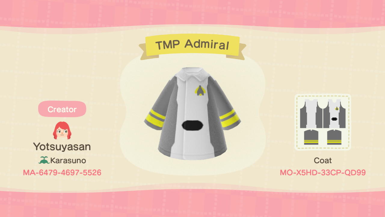 Animal Crossing Design Code: MO-X5HD-33CP-QD99 TMP Admiral
