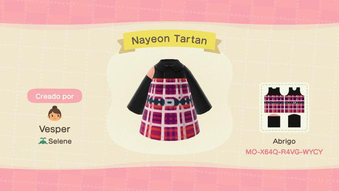 Animal Crossing Design Code: MO-X64Q-R4VG-WYCY Nayeon Tartan