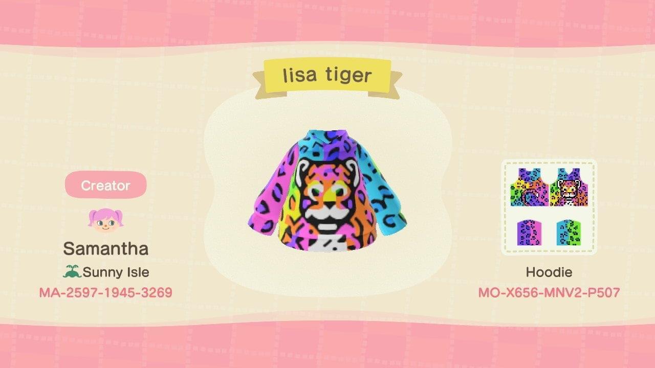 Animal Crossing Design Code: MO-X656-MNV2-P507 Lisa Frank Cheetah