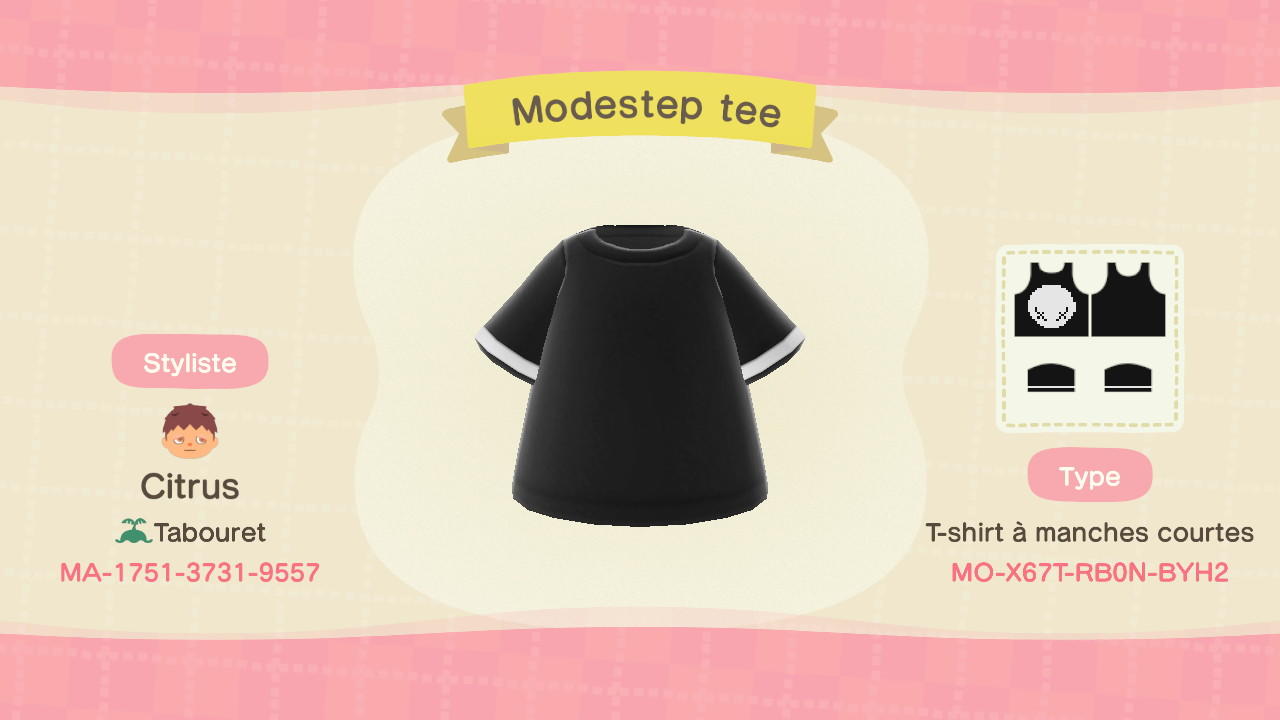 Animal Crossing Design Code: MO-X67T-RB0N-BYH2 Modestep Tee