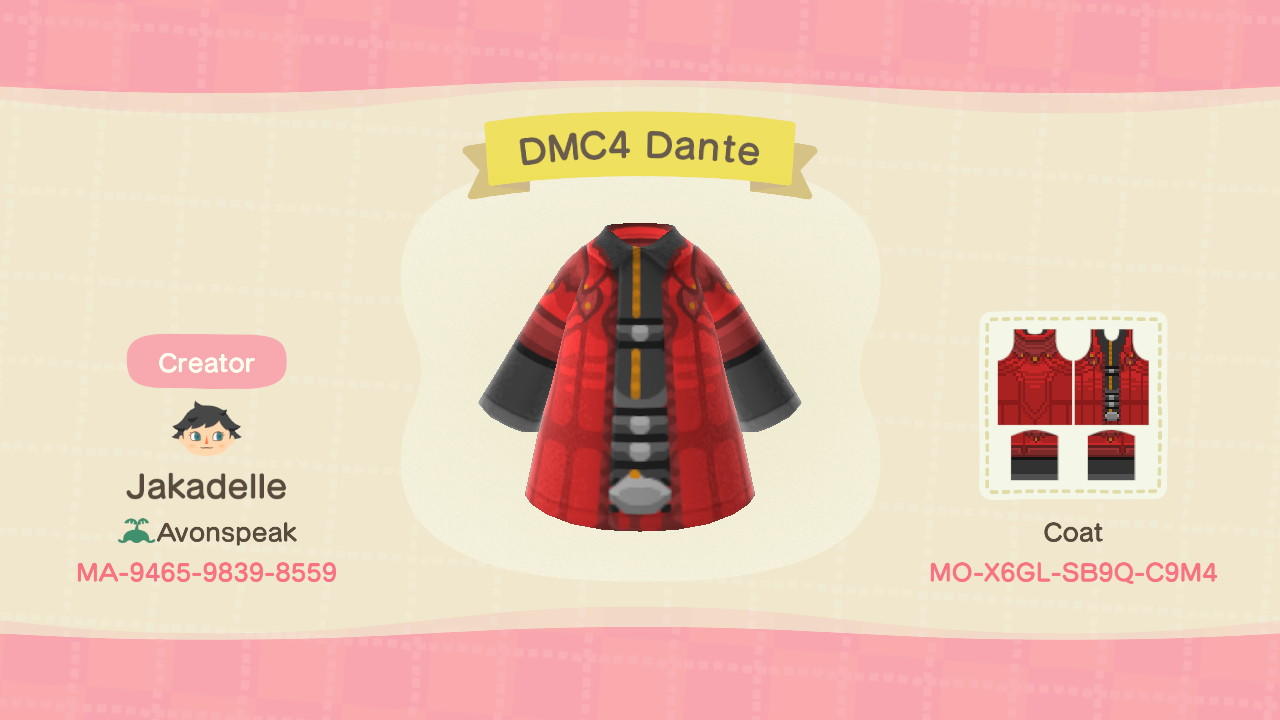 Animal Crossing Design Code: MO-X6GL-SB9Q-C9M4 DMC4 Dante