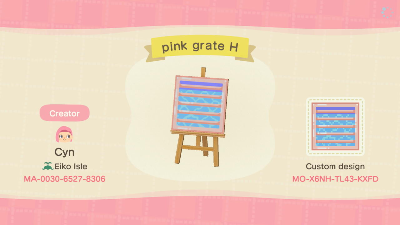 Animal Crossing Design Code: MO-X6NH-TL43-KXFD pink grate H