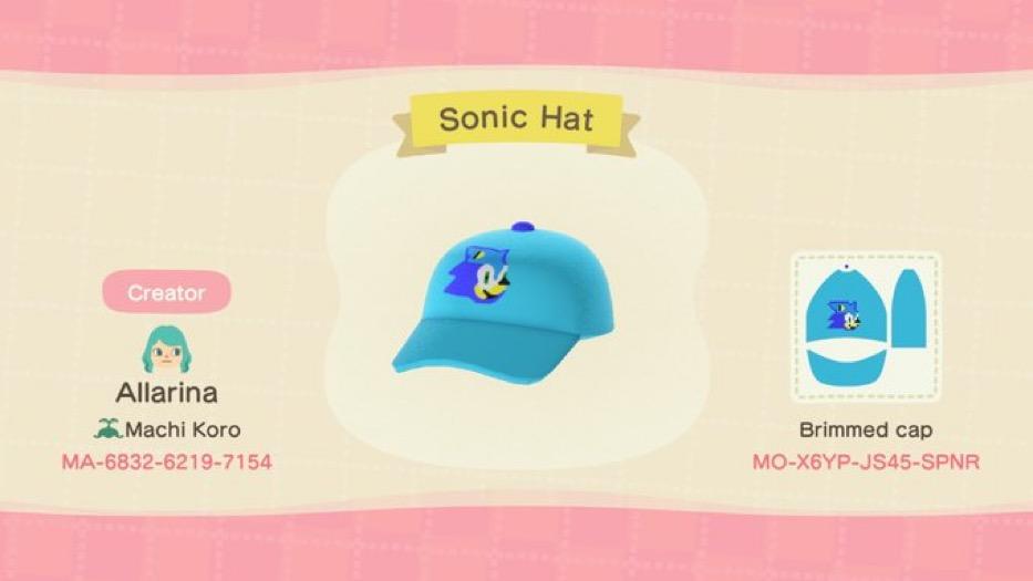 Animal Crossing Design Code: MO-X6YP-JS45-SPNR Sonic Hat