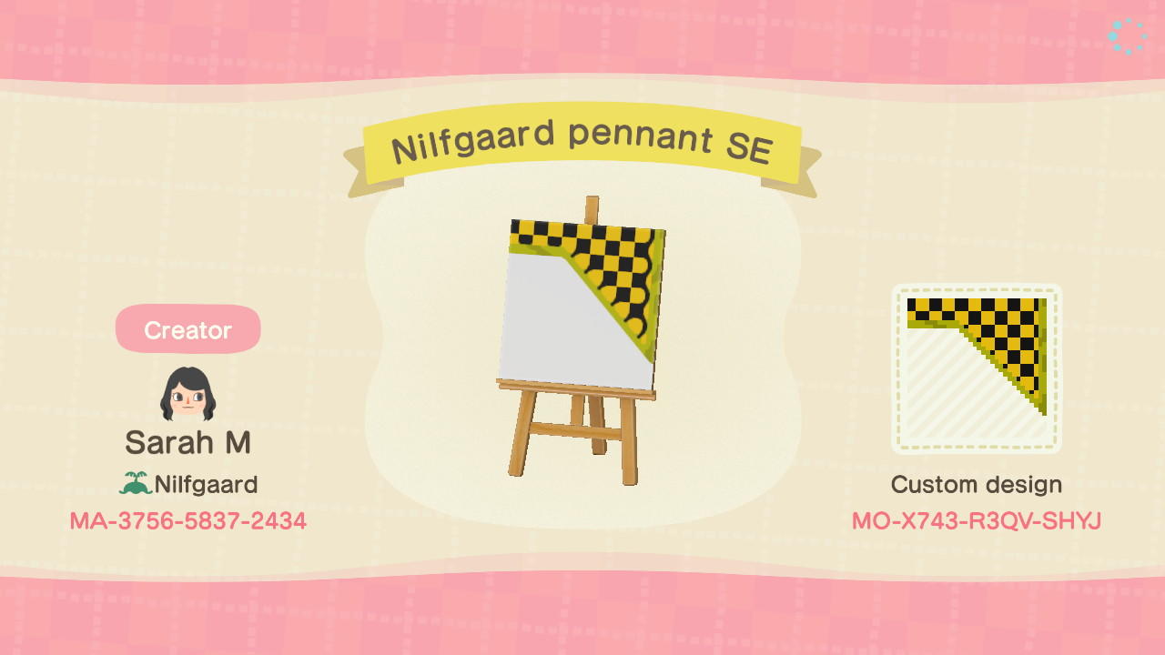 Animal Crossing Design Code: MO-X743-R3QV-SHYJ Witcher Nilf flag SE