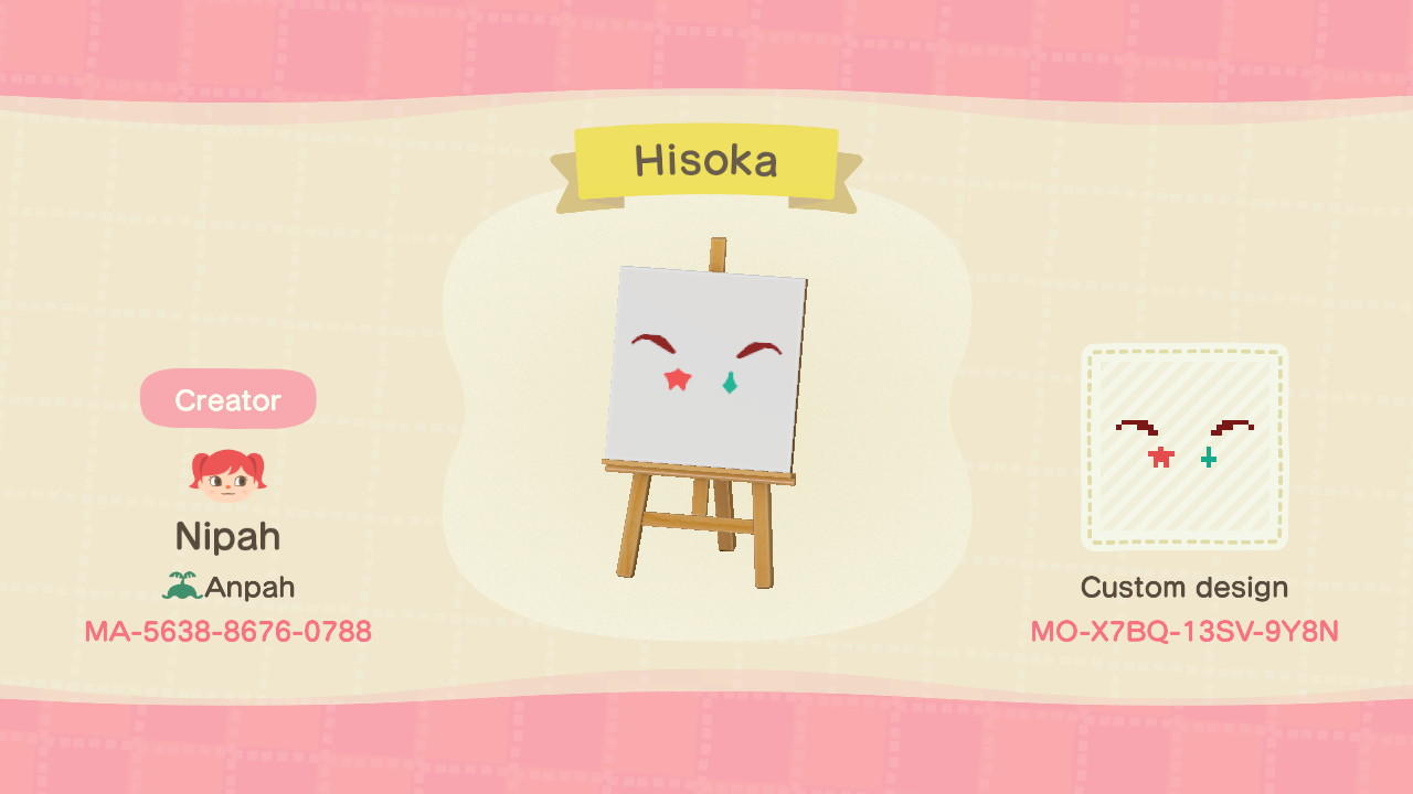 Animal Crossing Design Code: MO-X7BQ-13SV-9Y8N HxH Hisoka