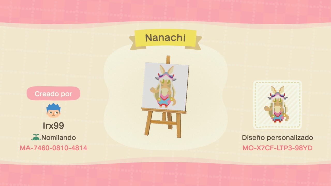 Animal Crossing Design Code: MO-X7CF-LTP3-98YD Nanachi