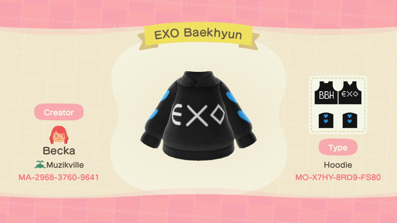 Animal Crossing Design Code: MO-X7HY-8RD9-FS80 EXO Baekhyun