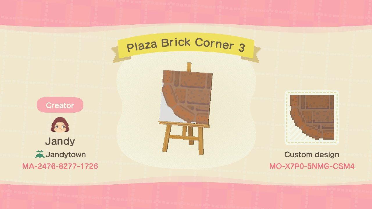 Animal Crossing Design Code: MO-X7P0-5NMG-CSM4 Plaza Brick Corner 3