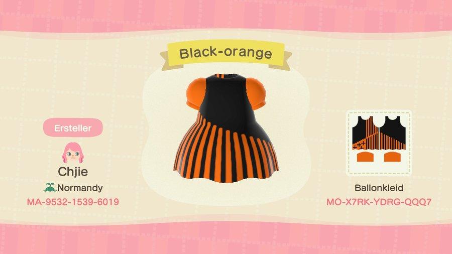 Animal Crossing Design Code: MO-X7RK-YDRG-QQQ7 Black-Orange