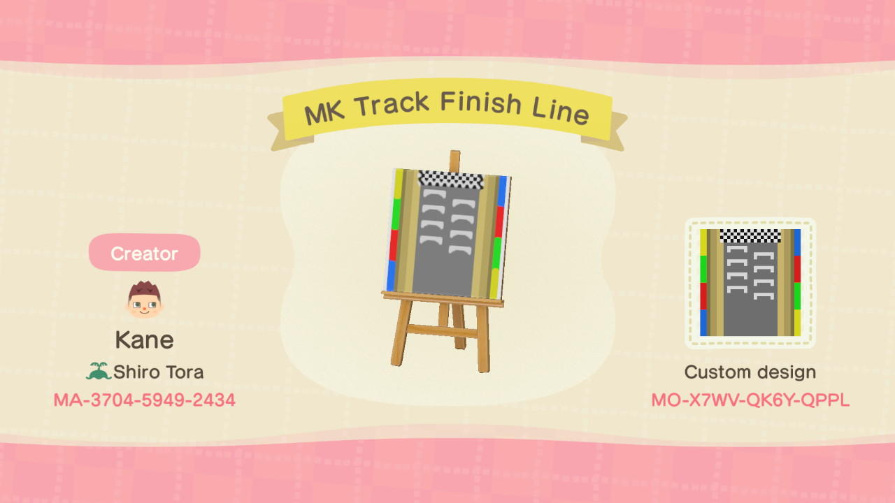 Animal Crossing Design Code: MO-X7WV-QK6Y-QPPL MK Track Finish Line