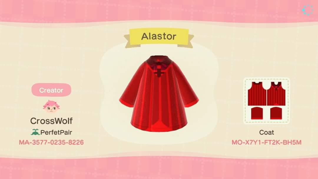 Animal Crossing Design Code: MO-X7Y1-FT2K-BH5M Alastor